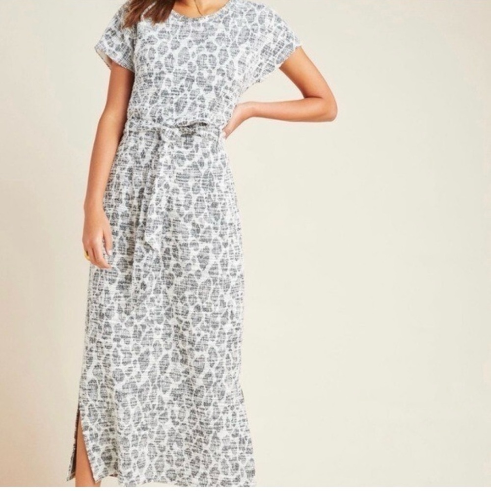 Anthro Dolan Left Coast Taleen Textured Leopard Print Midi Dress Size S NWT